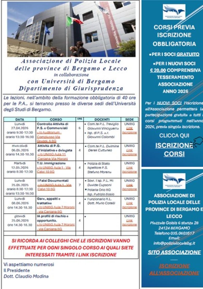 Corsi formazione 40 ore - 2026